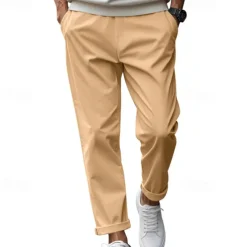 Men's Graduation Trousers Casual Pants Pocket Drawstring Elastic Waist Plain Comfort Sports Outdoor Daily Fashion Casual Black White Micro-elastic