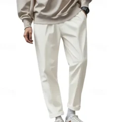 Men's Graduation Trousers Casual Pants Pocket Drawstring Elastic Waist Plain Comfort Sports Outdoor Daily Fashion Casual Black White Micro-elastic