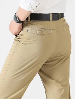 Men's Graduation Trousers Chinos Chino Pants Pocket Plain Comfort Breathable Outdoor Daily Going out Fashion Casual Black Khaki