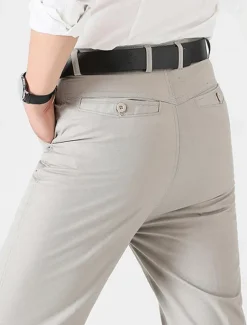 Men's Graduation Trousers Chinos Chino Pants Pocket Plain Comfort Breathable Outdoor Daily Going out Fashion Casual Black Khaki