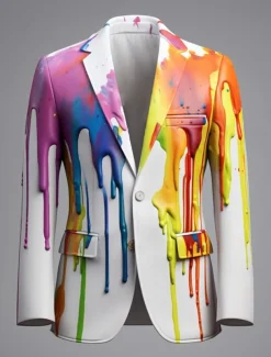 Men's Graffiti Long Sleeve Turndown Business Artistic Work Wear to work Going out Buttons Print Multi Pocket