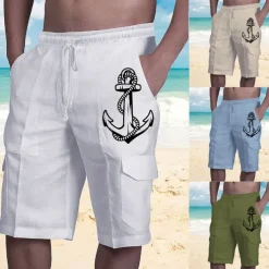 Men's Graphic Anchor Shorts Summer Shorts Baggy Shorts Mid Waist Streetwear Designer Casual Daily Holiday Elastic Waist Drawstring Print Designer Clothing Apparel