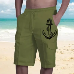 Men's Graphic Anchor Shorts Summer Shorts Baggy Shorts Mid Waist Streetwear Designer Casual Daily Holiday Elastic Waist Drawstring Print Designer Clothing Apparel