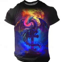 Men's Graphic Animal Dragon T shirt Short Sleeve T shirt 3D Print Crew Neck Shirt Daily Casual Subculture Sports Outdoor Holiday Going out Blue Purple Green Spring & Summer Clothing Apparel S M L XL