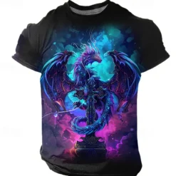 Men's Graphic Animal Dragon T shirt Short Sleeve T shirt 3D Print Crew Neck Shirt Daily Casual Subculture Sports Outdoor Holiday Going out Blue Purple Green Spring & Summer Clothing Apparel S M L XL