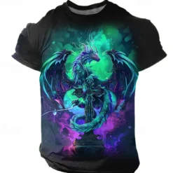Men's Graphic Animal Dragon T shirt Short Sleeve T shirt 3D Print Crew Neck Shirt Daily Casual Subculture Sports Outdoor Holiday Going out Blue Purple Green Spring & Summer Clothing Apparel S M L XL