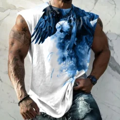 Men's Graphic Animal Eagle Vest Top Sleeveless T Shirt for Men Sleeveless Cap Sleeve T shirt 3D Print Crew Neck Shirt Fashion Designer Muscle Daily Sports Gym White Yellow Red Spring & Summer