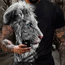 Men's Graphic Animal Lion T Shirt Short Sleeve T shirt 3D Print Crew Neck Shirt Vintage Fashion Designer Outdoor Daily Sports Dark Brown Black Yellow Spring & Summer Clothing Apparel S M L XL 2XL 3XL