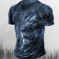 Men's Graphic Animal Lion T shirt Retro Shirts Short Sleeve T shirt 3D Print Crew Neck Shirt Vintage Fashion Designer Outdoor Daily Sports Red Blue Brown Spring & Summer Clothing Apparel S M L XL 2XL