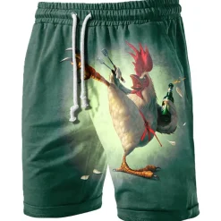 Men's Graphic Animal Turkey Shorts Summer Shorts Beach Shorts Mid Waist Streetwear Hawaiian Designer Casual Daily Holiday Drawstring Elastic Waist 3D Print Designer Clothing Apparel