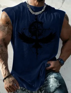 Men's Graphic Animal Vest Top Sleeveless T Shirt for Men Sleeveless Cap Sleeve T shirt 3D Print Crew Neck Shirt Fashion Designer Muscle Daily Sports Gym Black White Dark Blue Spring & Summer Clothing