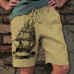 Men's Graphic Boat Shorts Summer Shorts Beach Shorts Mid Waist Streetwear Hawaiian Designer Casual Daily Holiday Drawstring Elastic Waist 3D Print Designer Clothing Apparel
