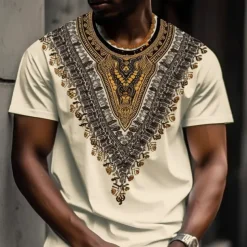 Men's Graphic Bohemian T shirt Short Sleeve T shirt 3D Print Crew Neck Shirt Vintage Designer Ethnic Outdoor Daily Sports Black-White White Yellow Spring & Summer Clothing Apparel S M L XL 2XL 3XL