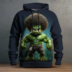 Men's Graphic Cartoon Hoodie Hoodies Sweatshirt Fashion Daily Long Sleeve Hooded Vacation Sports Outdoor Holiday Black Navy Blue Print Front Pocket Spring & Fall Designer