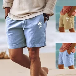 Men's Graphic Coconut Tree Shorts Summer Shorts Beach Shorts Mid Waist Streetwear Hawaiian Designer Casual Daily Holiday Drawstring Elastic Waist 3D Print Designer Clothing Apparel