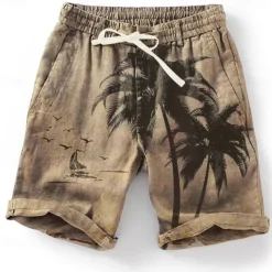Men's Graphic Coconut Tree Summer Shorts Beach Shorts Mid Waist Streetwear Hawaiian Designer Casual Daily Holiday Elastic Waist Drawstring Designer Clothing Apparel