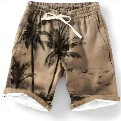 Men's Graphic Coconut Tree Summer Shorts Beach Shorts Mid Waist Streetwear Hawaiian Designer Casual Daily Holiday Elastic Waist Drawstring Designer Clothing Apparel