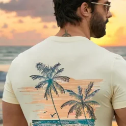 Men's Graphic Coconut Tree T Shirt Tee Top Short Sleeve T shirt Crew Neck Shirt Fashion Outdoor Casual Street Casual Daily Beige Spring & Summer Clothing Apparel S M L XL XXL
