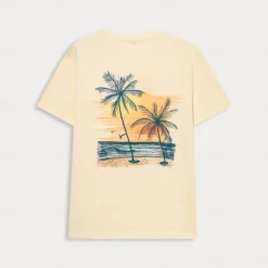 Men's Graphic Coconut Tree T Shirt Tee Top Short Sleeve T shirt Crew Neck Shirt Fashion Outdoor Casual Street Casual Daily Beige Spring & Summer Clothing Apparel S M L XL XXL