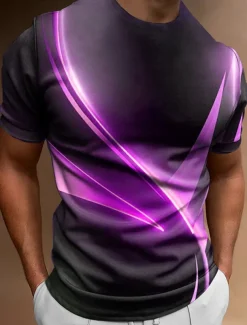 Men's Graphic Color Block T shirt Short Sleeve T shirt 3D Print Crew Neck Shirt Vintage Fashion Designer Outdoor Daily Sports Yellow Blue Purple Spring & Summer Clothing Apparel S M L XL 2XL 3XL