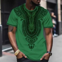 Men's Graphic Color Block Tribal T shirt Short Sleeve T shirt 3D Print Crew Neck Shirt Fashion Designer Ethnic Outdoor Daily Sports Black and Red Black White Spring & Summer Clothing Apparel S M L XL