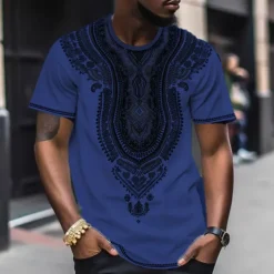 Men's Graphic Color Block Tribal T shirt Short Sleeve T shirt 3D Print Crew Neck Shirt Fashion Designer Ethnic Outdoor Daily Sports Black and Red Black White Spring & Summer Clothing Apparel S M L XL