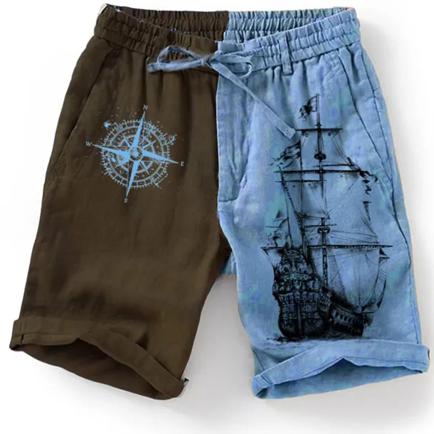 Men's Graphic Color Block Boat Shorts Summer Shorts Beach Shorts Mid Waist Streetwear Hawaiian Designer Casual Daily Holiday Elastic Waist 3D Print Drawstring Designer Clothing Apparel