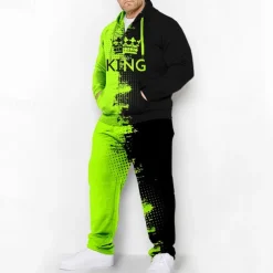 Men's Graphic Color Block 2pcs 3D Sweatshirt Sets Hoodie Tracksuit Long Sleeve Long pants Hooded Fashion Designer Casual Daily Sports Going out 3D Print Spring & Fall Yellow Blue Red