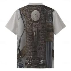 Men's Graphic Cosplay Golf Shirt Short Sleeve Polo Shirts Collared Shirts Vacation Wear Rave Wear Party Outfits Buttons 3D Print Summer Spring Black Gray