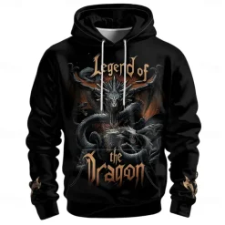 Men's Graphic Dark Hoodie Hoodies Sweatshirt Vacation Daily Long Sleeve Hooded Vacation Sports Outdoor Going out Black Printing Spring & Fall Designer