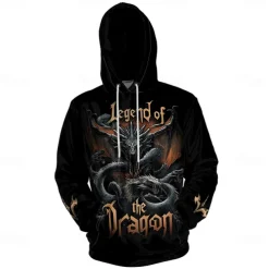 Men's Graphic Dark Hoodie Hoodies Sweatshirt Vacation Daily Long Sleeve Hooded Vacation Sports Outdoor Going out Black Printing Spring & Fall Designer