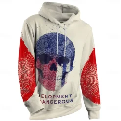 Men's Graphic Dark Hoodie Hoodies Sweatshirt Vacation Daily Long Sleeve Hooded Vacation Sports Outdoor Going out Beige Printing Winter Spring & Fall Designer