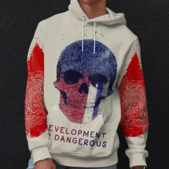 Men's Graphic Dark Hoodie Hoodies Sweatshirt Vacation Daily Long Sleeve Hooded Vacation Sports Outdoor Going out Beige Printing Winter Spring & Fall Designer