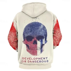 Men's Graphic Dark Hoodie Hoodies Sweatshirt Vacation Daily Long Sleeve Hooded Vacation Sports Outdoor Going out Beige Printing Winter Spring & Fall Designer