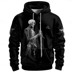Men's Graphic Dark Hoodie Hoodies Sweatshirt Vacation Daily Long Sleeve Hooded Vacation Sports Outdoor Going out Black Printing Spring & Fall Designer