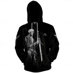 Men's Graphic Dark Hoodie Hoodies Sweatshirt Vacation Daily Long Sleeve Hooded Vacation Sports Outdoor Going out Black Printing Spring & Fall Designer