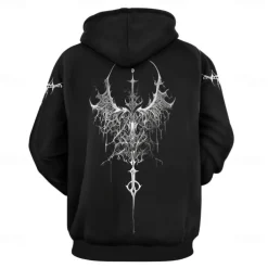 Men's Graphic Dark Hoodie Hoodies Sweatshirt Vacation Daily Long Sleeve Hooded Vacation Sports Outdoor Going out Black Printing Spring & Fall Designer