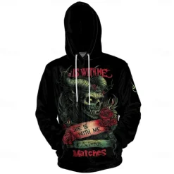 Men's Graphic Dark Hoodie Hoodies Sweatshirt Vacation Daily Long Sleeve Hooded Vacation Sports Outdoor Going out Black Printing Spring & Fall Designer