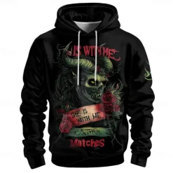 Men's Graphic Dark Hoodie Hoodies Sweatshirt Vacation Daily Long Sleeve Hooded Vacation Sports Outdoor Going out Black Printing Spring & Fall Designer