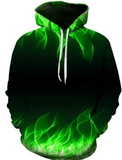 Men's Graphic Flame Hoodie Hoodies Sweatshirt Vacation Designer Long Sleeve Causal Black Yellow Designer