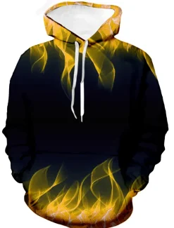 Men's Graphic Flame Hoodie Hoodies Sweatshirt Vacation Designer Long Sleeve Causal Black Yellow Designer