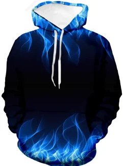 Men's Graphic Flame Hoodie Hoodies Sweatshirt Vacation Designer Long Sleeve Causal Black Yellow Designer