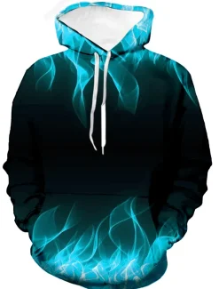 Men's Graphic Flame Hoodie Hoodies Sweatshirt Vacation Designer Long Sleeve Causal Black Yellow Designer