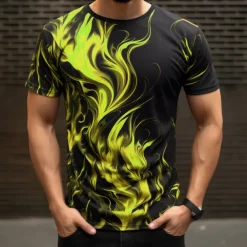Men's Graphic Flame T shirt Short Sleeve T shirt 3D Print Crew Neck Shirt Daily Designer Casual Sports Outdoor Holiday Going out Red Purple Orange Spring & Summer Clothing Apparel S M L XL 2XL 3XL