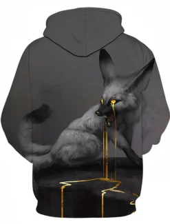 Men's Graphic Fox Hoodie Hoodies Sweatshirt Streetwear Casual Long Sleeve Hooded Casual Daily Royal Blue Blue Print Spring & Fall Designer