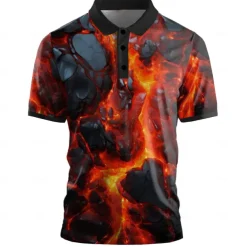 Men's Graphic Geometric Golf Shirt Short Sleeve Polo Shirts Collared Shirts Casual Dark School Outdoor Street Dailywear 3D Print Summer Yellow Red Purple