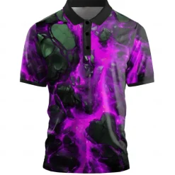 Men's Graphic Geometric Golf Shirt Short Sleeve Polo Shirts Collared Shirts Casual Dark School Outdoor Street Dailywear 3D Print Summer Yellow Red Purple