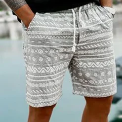 Men's Graphic Geometric Pattern Shorts Summer Shorts Beach Shorts Mid Waist Streetwear Hawaiian Designer Casual Daily Holiday Elastic Waist 3D Print Drawstring Designer Clothing Apparel