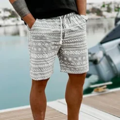 Men's Graphic Geometric Pattern Shorts Summer Shorts Beach Shorts Mid Waist Streetwear Hawaiian Designer Casual Daily Holiday Elastic Waist 3D Print Drawstring Designer Clothing Apparel