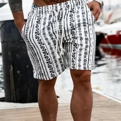 Men's Graphic Geometric Pattern Shorts Summer Shorts Beach Shorts Mid Waist Streetwear Hawaiian Designer Casual Daily Holiday Elastic Waist 3D Print Drawstring Designer Clothing Apparel